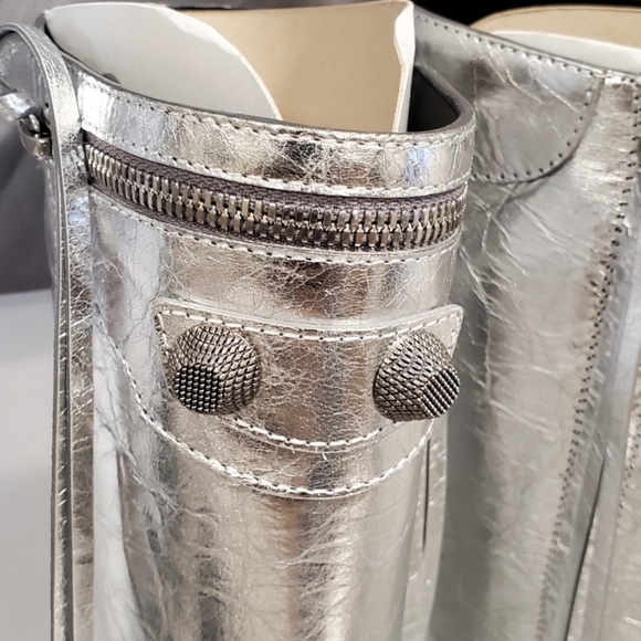 BALENCIAGA CAGOLE 90MM KNEE HIGH BOOTS IN SILVER SIZES US SZ 6 RETAIL $2,550 - Picture 14 of 14